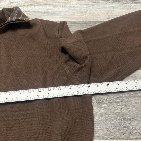 Eddie Bauer Brown Mens‎ XL Cotton Cashmere Quarter Zip Knit Mock Neck Sweater - Picture 6 of 8
